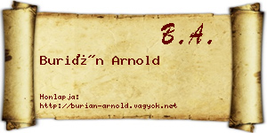 Burián Arnold névjegykártya